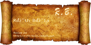 Róth Béla névjegykártya